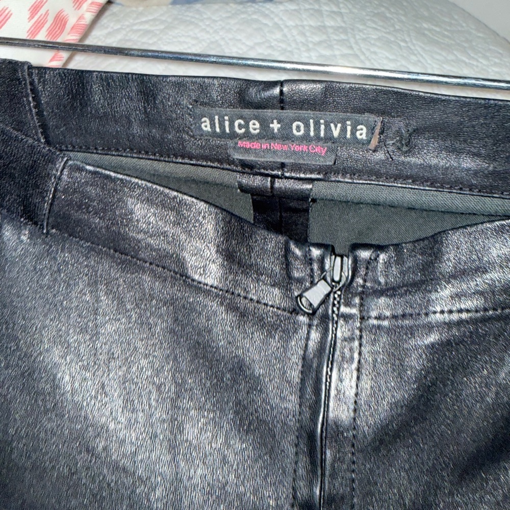 Alice + Olivia Charcoal Leather Skirt